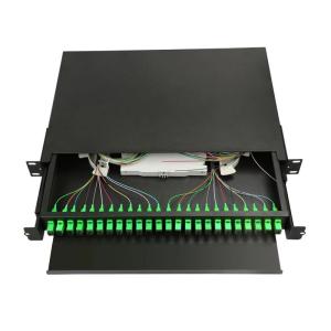24 Cores Fiber Optic Patch Panel , Cold Rolled Steel SPCC LC Patch Panel