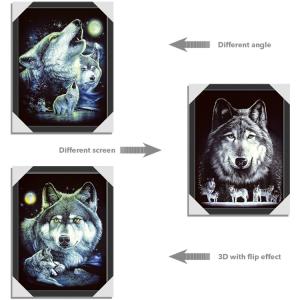PET/PP Material Printing Lenticular 3d Wolf Picture For Gift Large Size