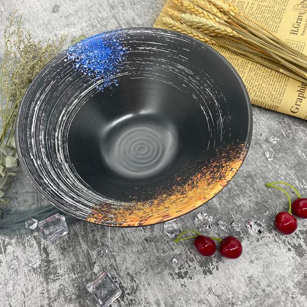 Restaurant Plastic Ramen Melamine Soup Bowl With V Shape Galaxy Pattern