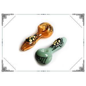 Hand Drawing Spider Recycler Glass Water Pipe Smoking Spoon Pipe With Multi