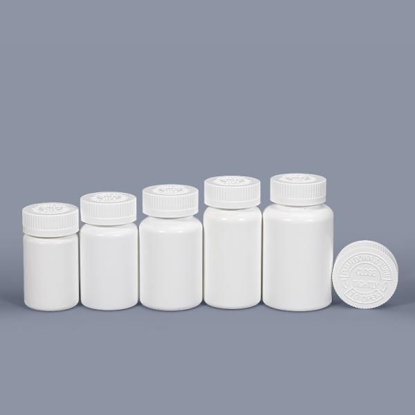 Engraved White Round Plastic Pill Bottles for Capsule Tablets Pharmaceutical Storage