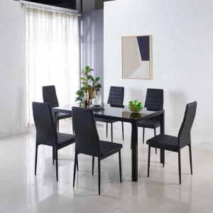 220Ibs capacity Simple Dining Room Table Black Tempered Glass Dining Table H4
