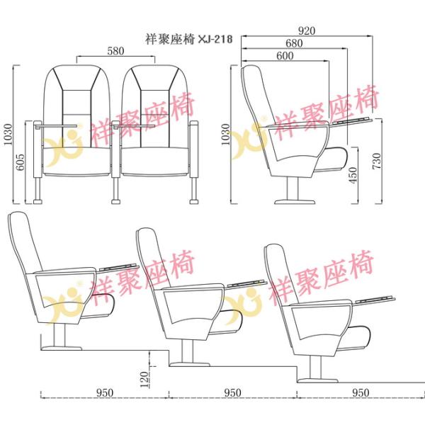 Solid Rubber Wood Armrest Audience Seating Chairs Fire Retardant Fabric