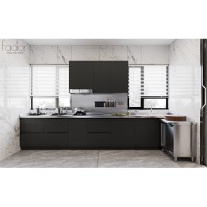 Modern Stainless Steel Double-Line Kitchen Cabinet With Integrated Appliances