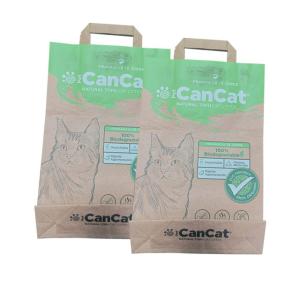 6L 10L Heat Sealed Side Gusset Handle Empty Tofu Cat Litter Bag Custom Printed