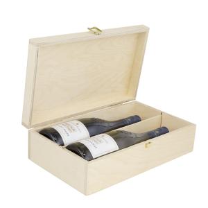Torched Double Bottle Wooden Wine Box Top Handle Hinged Lid Carrier