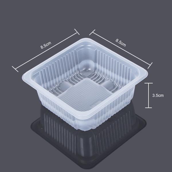 Disposable White 8.5*8.5*3.5cm Mooncake Plastic Pastry Box