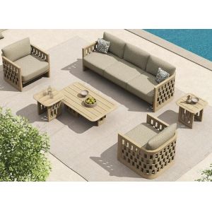 L shape Teak sofa set outdoor or indoor use high density sponge