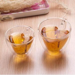 ISO9001 Transparent Glass Custom Drinking Cups Gift Heart Shaped 200ml-300ml