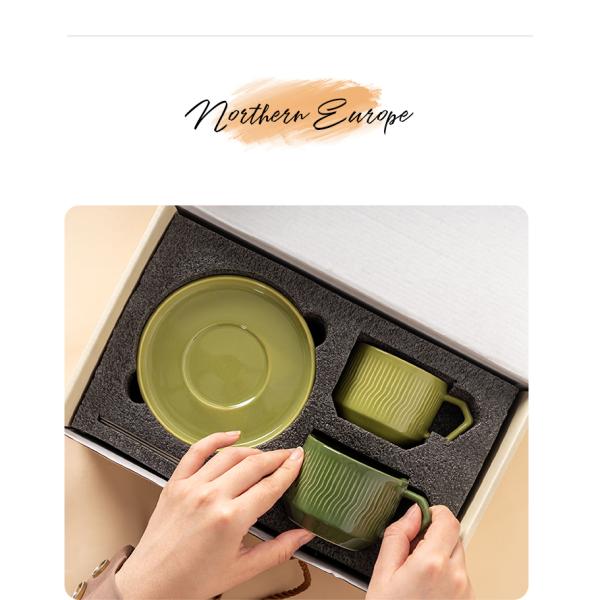 200ml Green Ceramic Teacup Classic Design Style Ceramic Cup & Saucer Set Enjoy Afternoon Tea Time