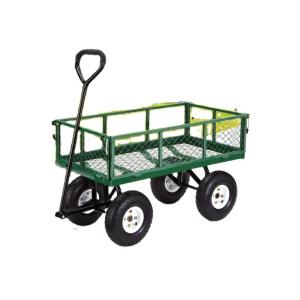 Steel Mesh Garden Folding Utility Wagon 500LBS Capacity Four-wheel Design Large