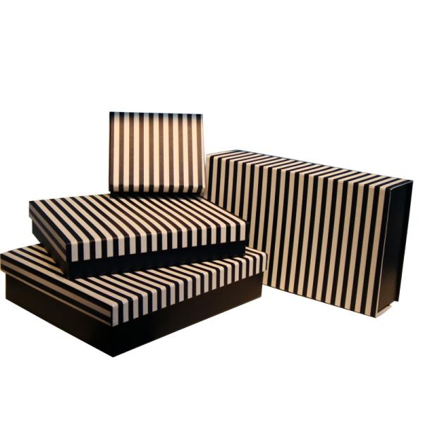 Customized Navy Strips Paper Box, Keepsake Gift Boxes With Embossing / Debossing