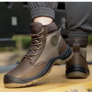 PU Injection Men's Work Boots With Kevlar Midsole And Microfiber Leather Design