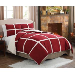 Cheap Winter Super Soft Fleece Suede Comforter with Solid Pattern in Red for sale
