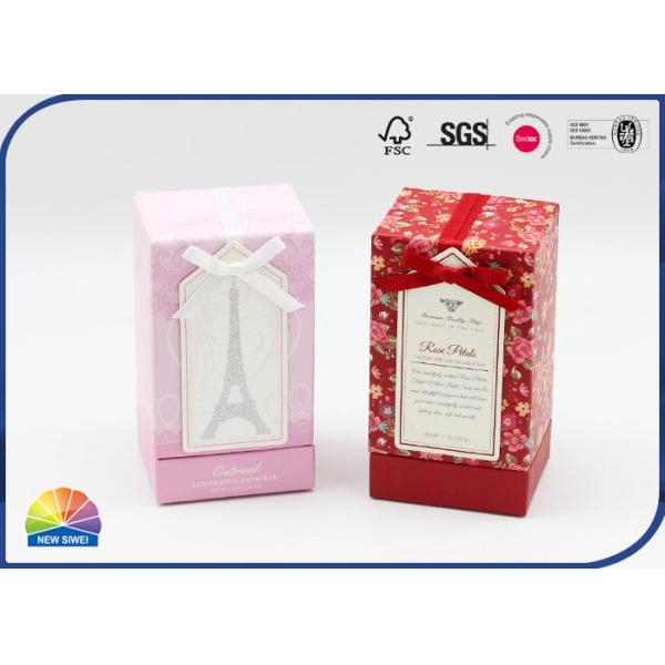 Quality Rigid Handmade Paper Gift Box With Bow Ribbon Shimmering Powder wholesale