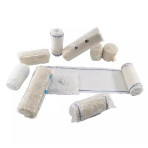 Medical Cotton Bleached High Elastic Spandex Crepe Bandages Red Line