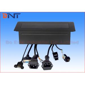 Oval Meeting Table Plug Sockets Black Matte Color With Power Data Jack