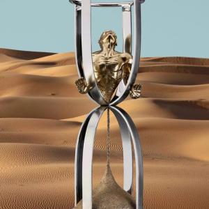 China Modern Decor Metal Creative Hourglass Man Stainless Steel Sculptures on sale