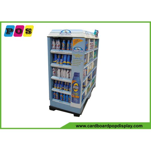 Quality Point Of Purchase Cardboard Display Shelves Glossy Lamination For Coppertone Sun Cream PA009 wholesale