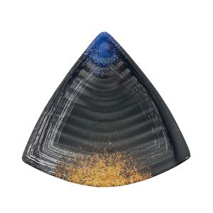 China Irregular Triangle Melamine Sushi Plate Black Color Food Serving on sale