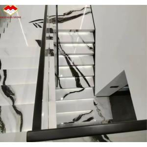 Cheap Bookmatched Panda White Marble Stair for Modern Interior Design in Professional Hotel for sale