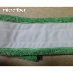 Microfiber Dust Mop 13*51cm Fold Green Coral Fleece Backing White Wet Mop Pads