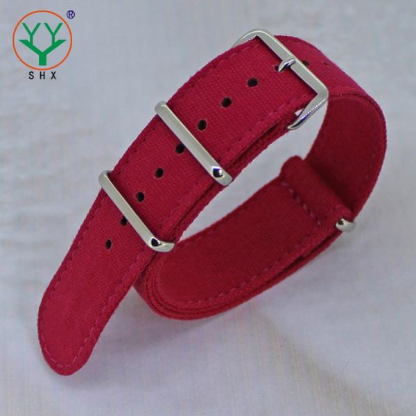 20mm Canvas Strap Watch Band , One Piece Nato Strap With Polish Hardware