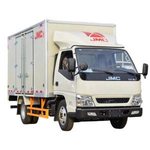 China Factory Supply Small Lorry Truck 4X2 Mini JMC Box Cargo Truck Single Row  129HP 3.7M Light Van Cargo Truck on sale