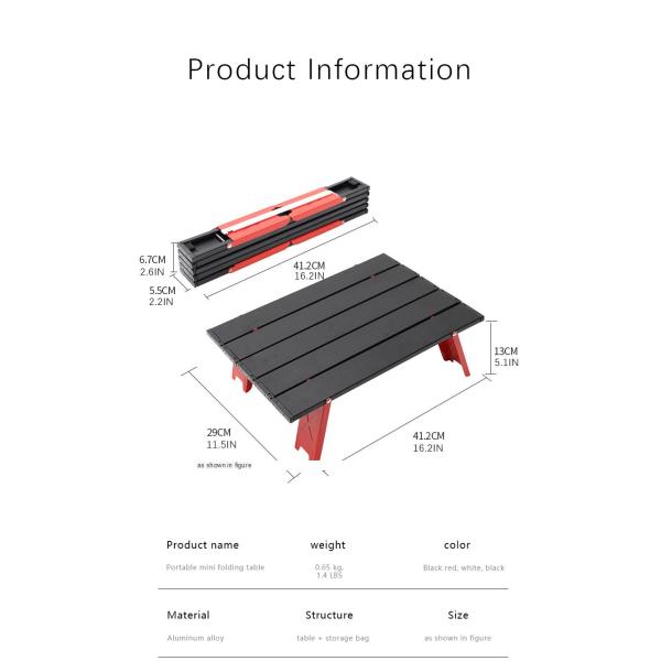 41.2x29x13cm Folding Camping Table Aluminum Alloy Square Wallmount