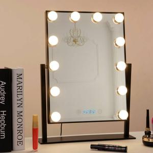 Cheap Desk Square Vanity Makeup Mirror With Light Bulbs , Portable Light Up Mirror for sale