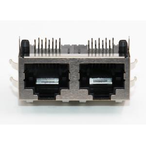 8P8C 1 x 2 Ports RJ45 Female Connector Through Hole Mount Shielded With EMI