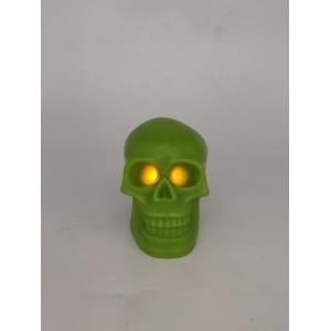 3pk-Green Wax Plastic Skull LED Light 8*11*10cm CR2032 Button Cell Battery