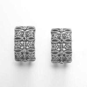 China Knot And Heart Surrounded 925 Silver CZ Earrings White Gold Earrings on sale