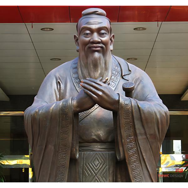 Technique Casting Confucius Bronze Sculpture for Campus Sculpture Hall's Customization
