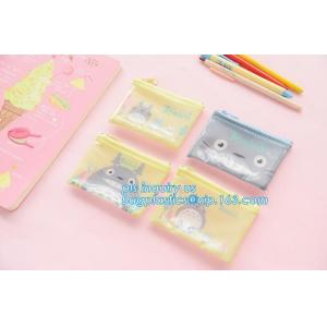 Eco-friendly plastic custom slider zipper PVC stationery bag, k slider zipper