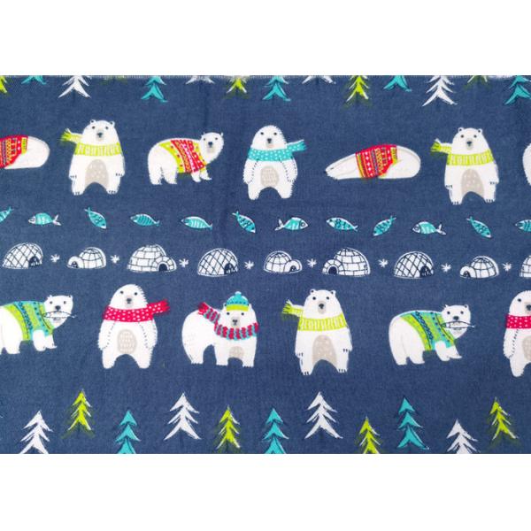 White 100% Cotton Flannel Fabric Print For Bedding And Cover