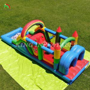 Kids Outdoor Party Inflatable Obstacle Bounce House With Slides , Ball Pit ,