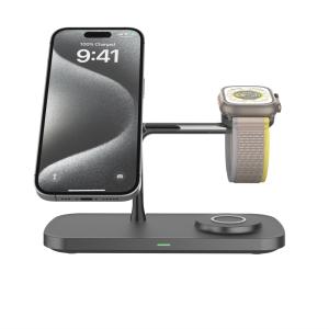 All in 1 Qi 2 Zinc Alloy Wireless Charger with 15W Power LED Indicator for