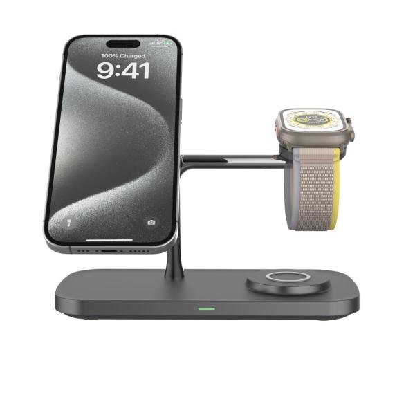 All in 1 Qi 2 Zinc Alloy Wireless Charger with 15W Power LED Indicator for