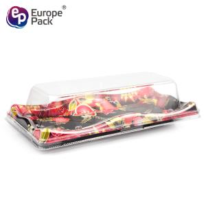 High quality rectangle plastic disposable fondue sushi tray with lid
