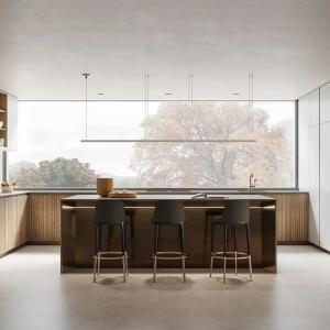 Builder Project Modern Luxury E0 Melamine Solid Wood Kitchen Cabinets With Island