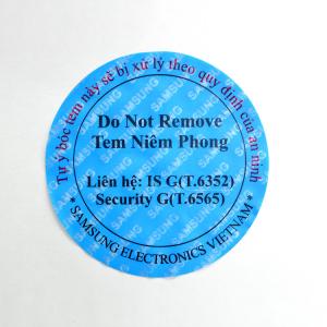 Matt Blue Tamper Evident Security Labels With 80gsm Glassine Paper Release Liner