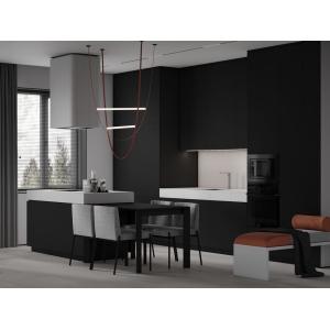 Customized Matte Black Kitchen Cabinets With Island Table Bespoke Kitchen System