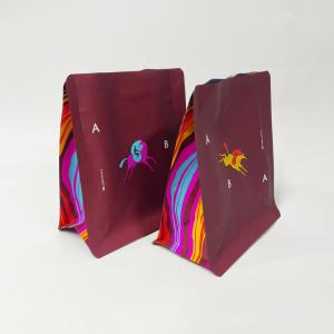 OEM Coffee Stand Up Pouch Flat Bottom Easy Tear Zipper Bag With Valve