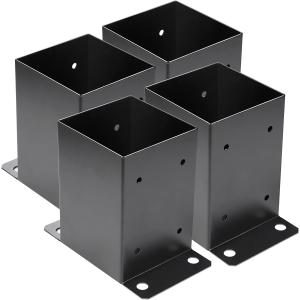 4 x 4 Post Base Inner Size 3.6"x3.6"Deck Post Base Heavy Duty Metal Black Powder