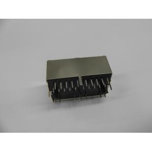 Shield Tab Up 2 Port RJ45 PCB Connector Without Transformer For Surveillance