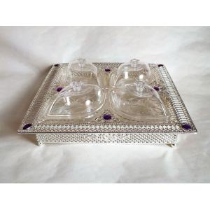 Multifunctional metal frame square shaped platter
