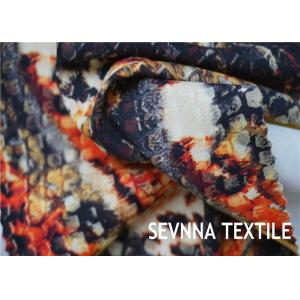 Wet Printing Patterned Polyester Fabric , Spandex Lycra Polyester Jersey Fabric