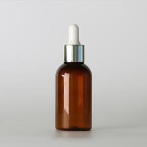 China 70ml Oil Pet Plastic Bottles Amber Color Refillable With Liquid Dropper Cap on sale
