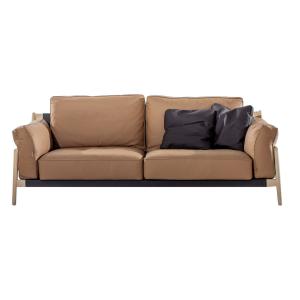 Smooth painting wood frame with Cow leather upholsered sofa in 1+2+3 seating